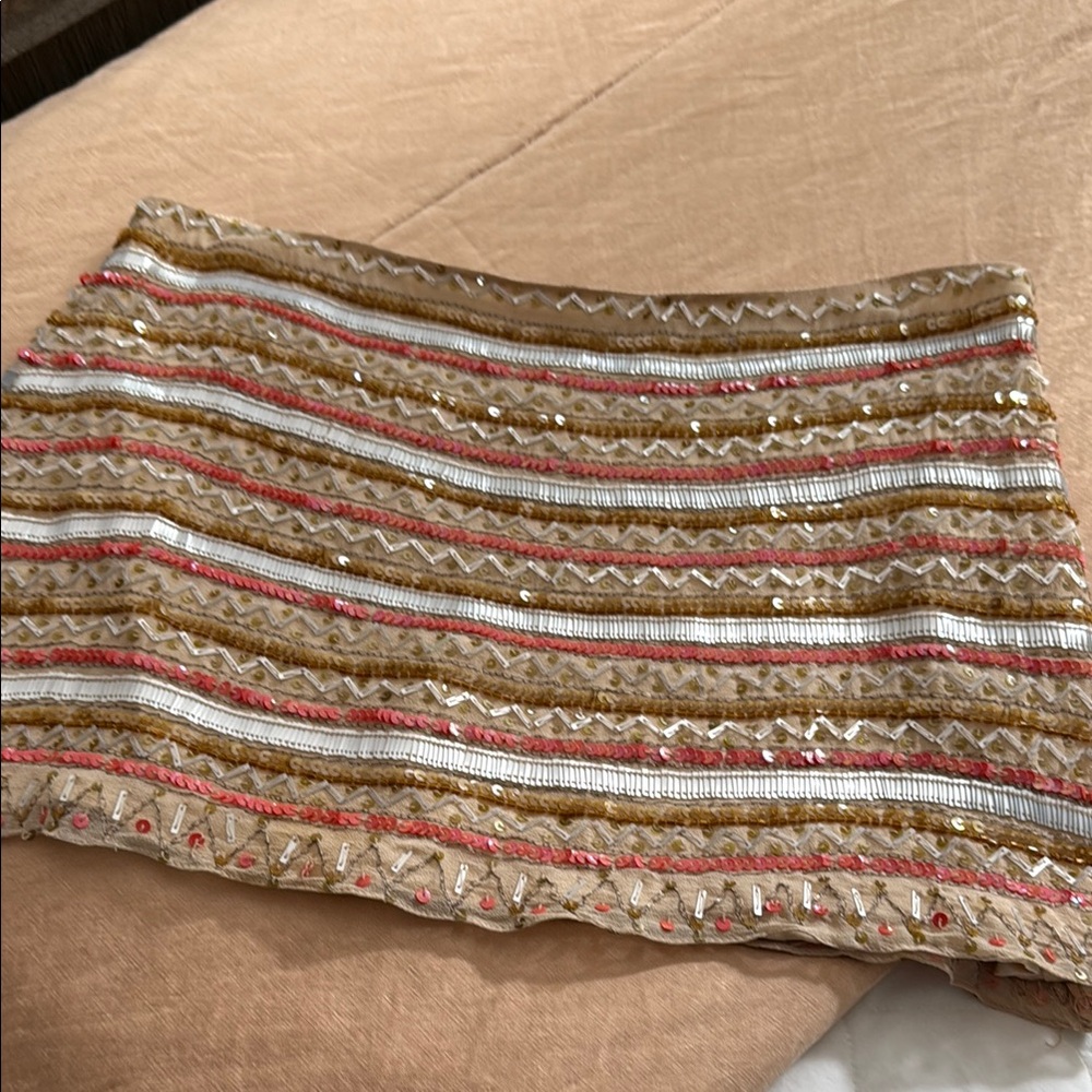 Parker sequin Striped Gold and Pink Women's Skirt